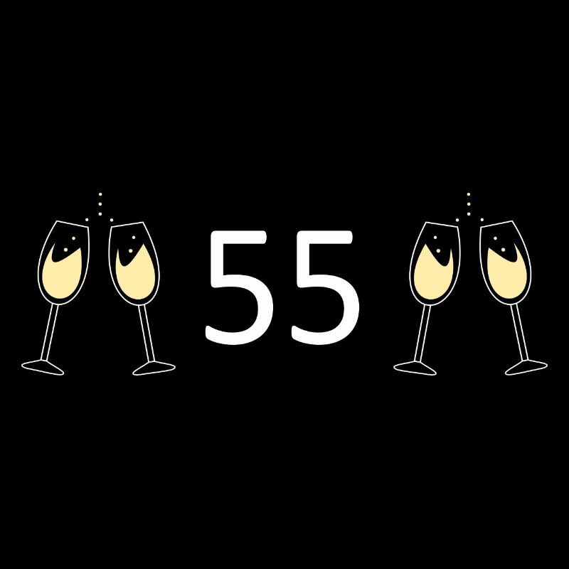 55th Birthday 55th Anniversary 55 Number 55 black