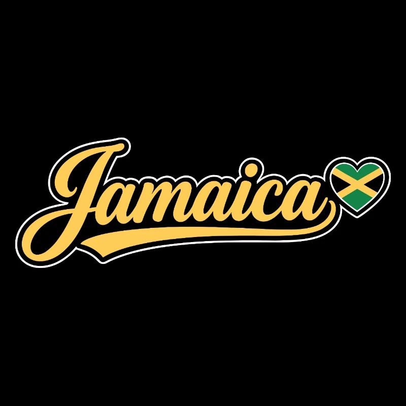 Jamaica Script with Flag Heart