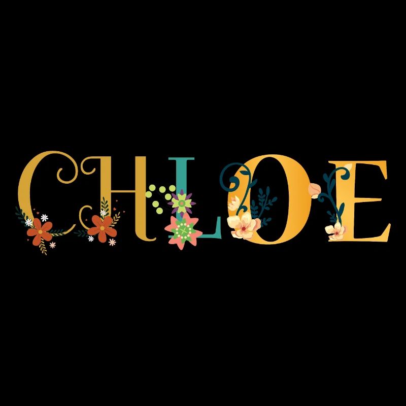 CHLOE Name Art With Flowers Embroidered