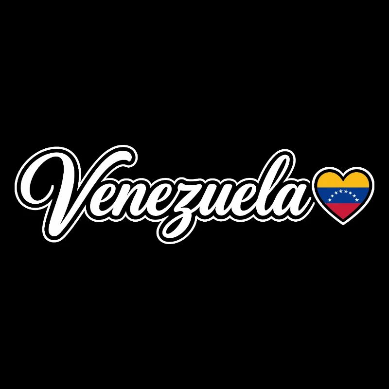 Venezuela Script with Flag Heart Love