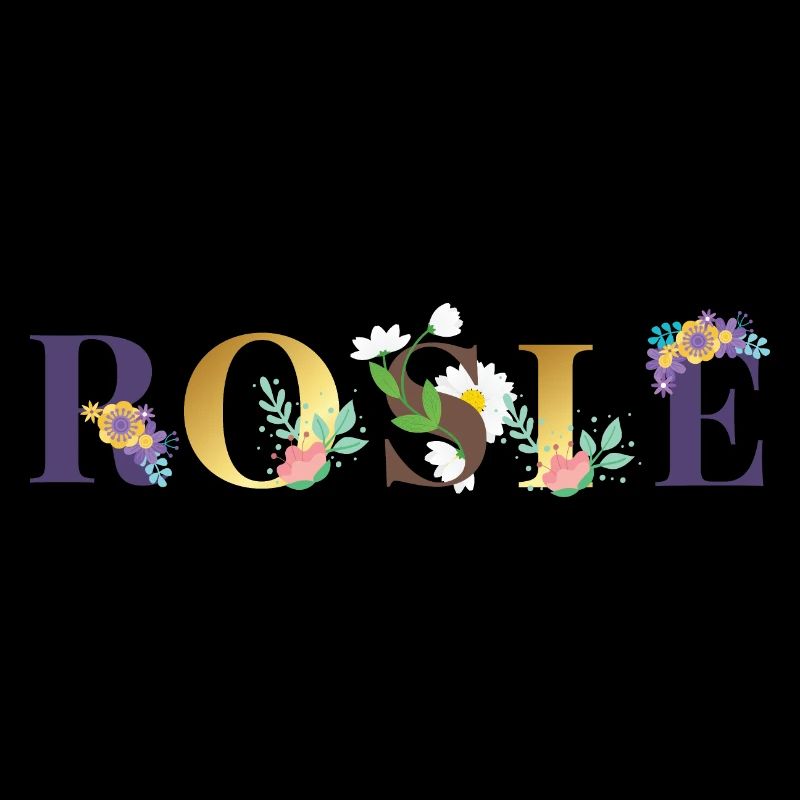 Art du nom ROSIE avec des fleurs brodées