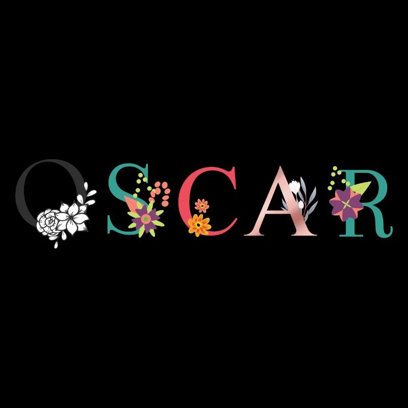 Art du nom OSCAR avec fleurs brodées