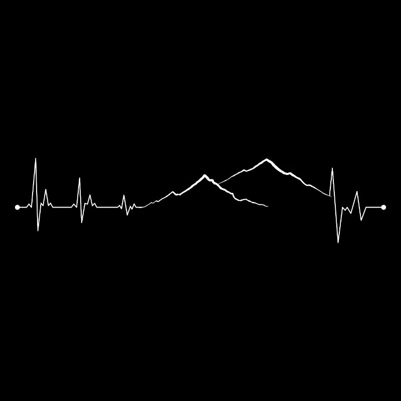 Mountain Range with Heartbeat Line Design