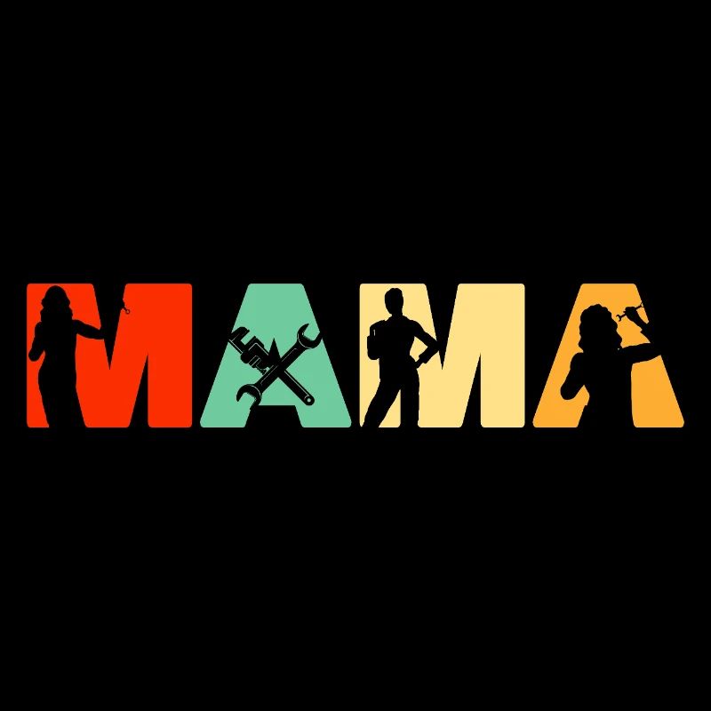Mama Mechanic Retro Silhouette Typography