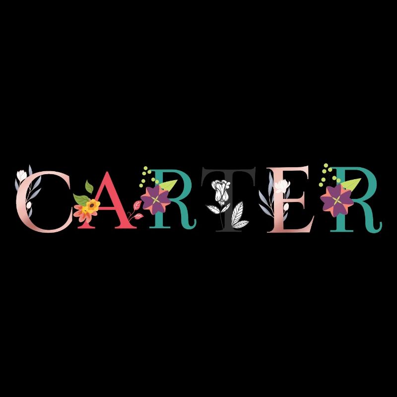Art du nom de Carter avec des fleurs brodées