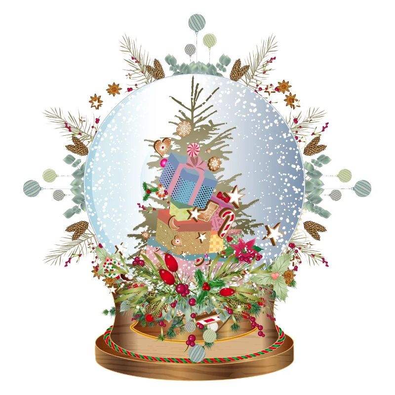 beautiful nostalgic snow globe with Christmas tree