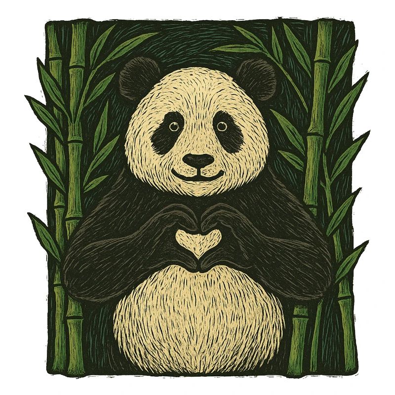 Whimsical Panda Heart Nature Design