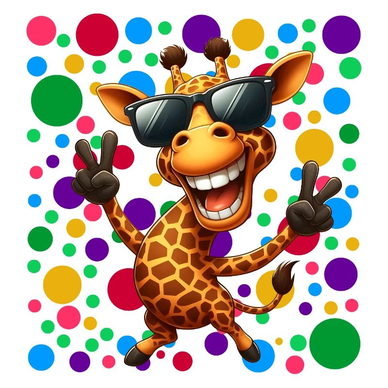 Cool Giraffe Cartoon – Colourful Polka Dot Fun