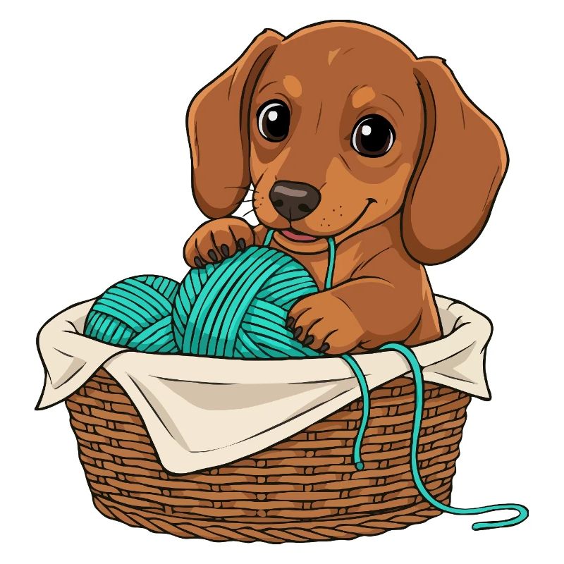 Chiot teckel dans un panier