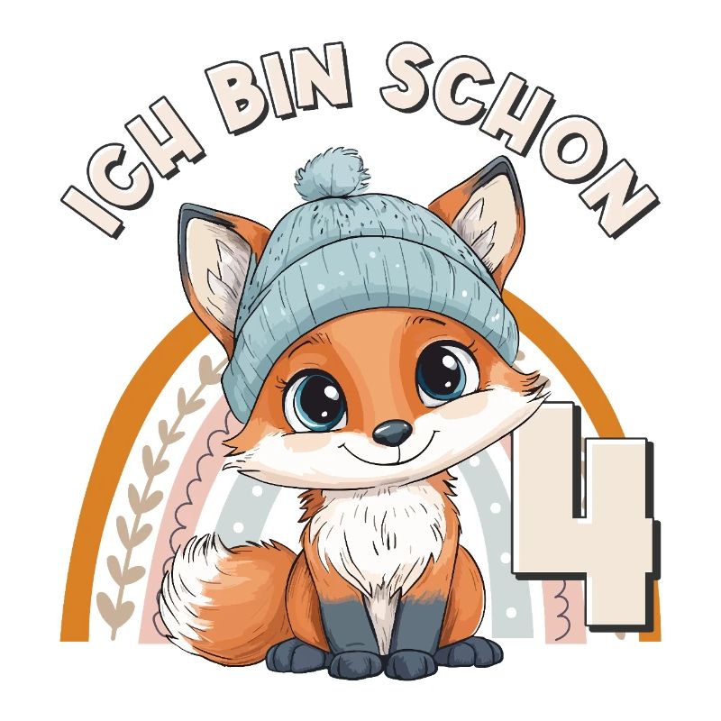 4. Geburtstag Fuchs Regenbogen Süß Niedlich