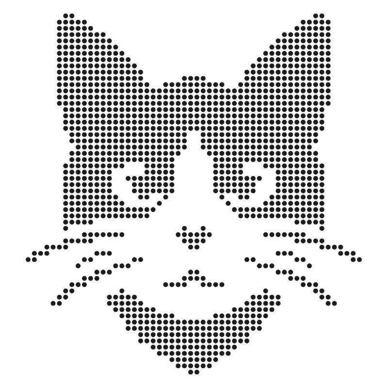 Silhouette de visage de chat à points