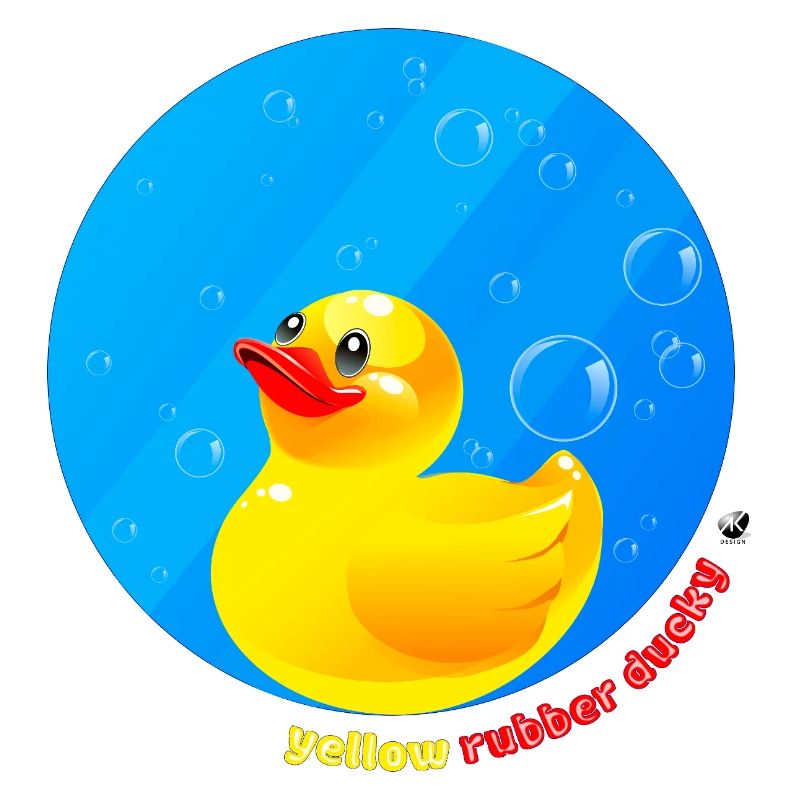 Yellow rubber duck illustration in a circle