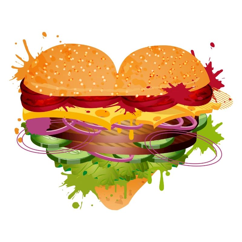 stuffed burger bun in heart shape graffiti