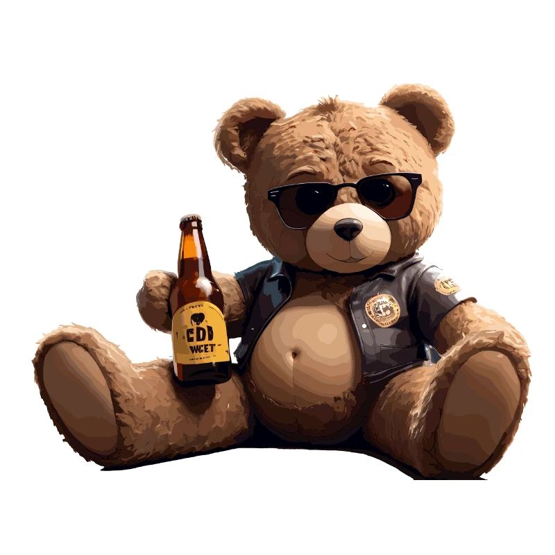Biker Teddybär mit Bier
