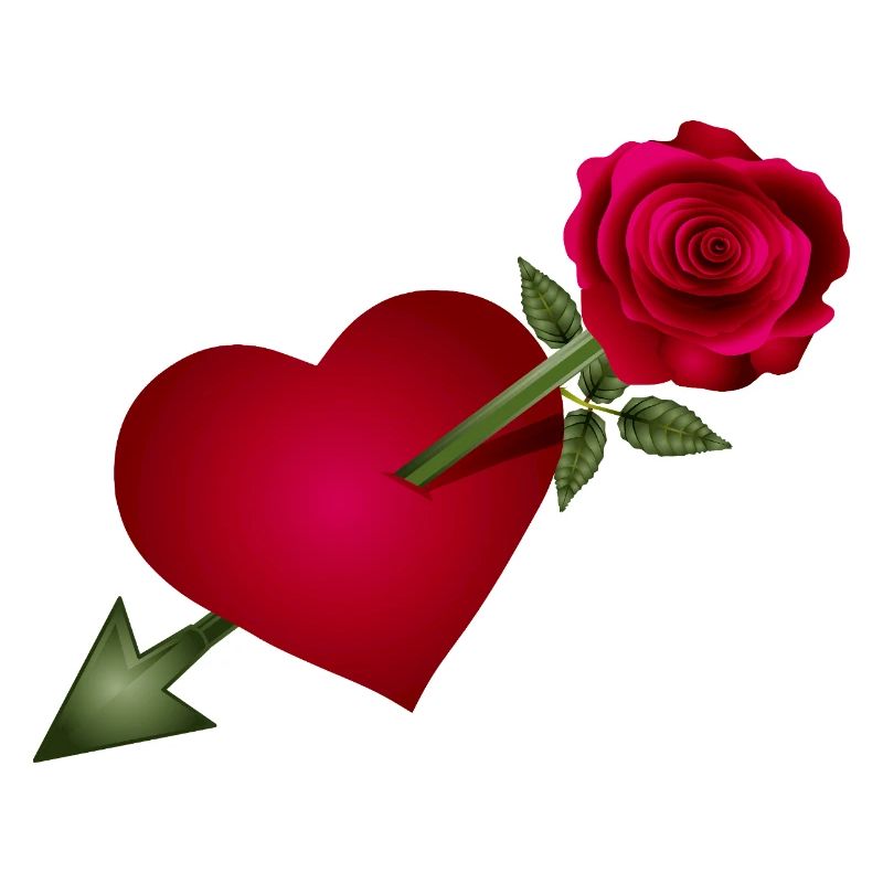 Rote Rose trifft Herz mit Pfeil Illustration