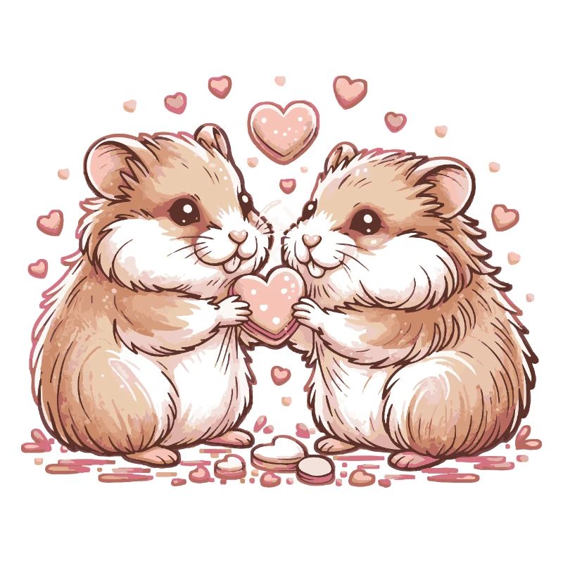 Cuddly Heart Hamster Duo