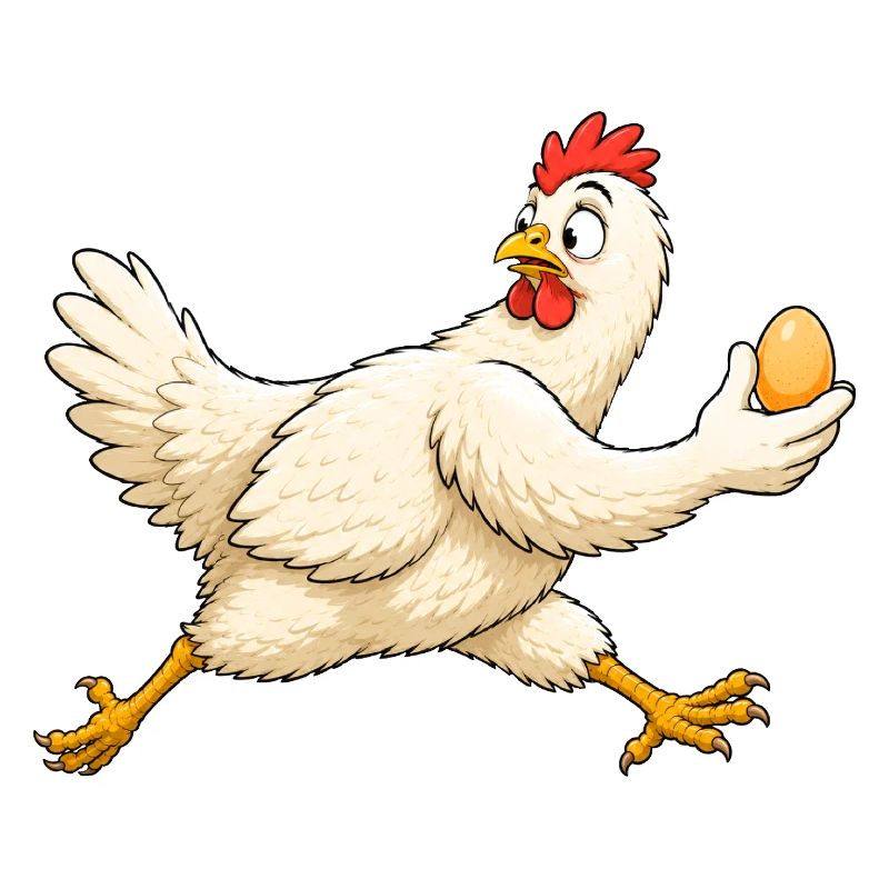 Huhn bringt das Ei in Sicherheit