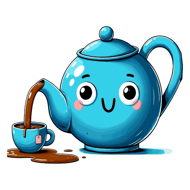 Kawaii Teapot Smiling Tea Time