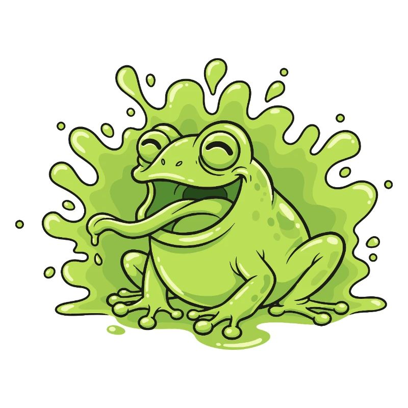Grenouille joyeuse dans un éclaboussure de slime