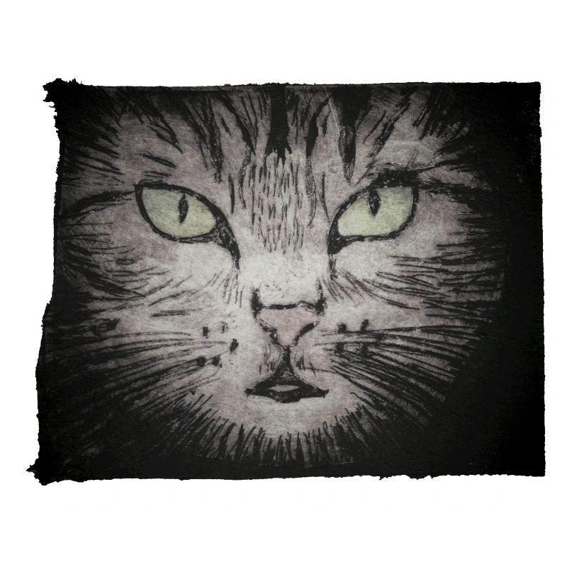 Cat Black - Gravé à la main imprimable