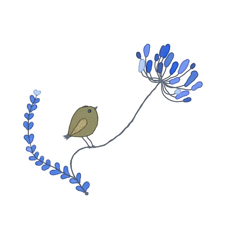 Vogel mit Blume