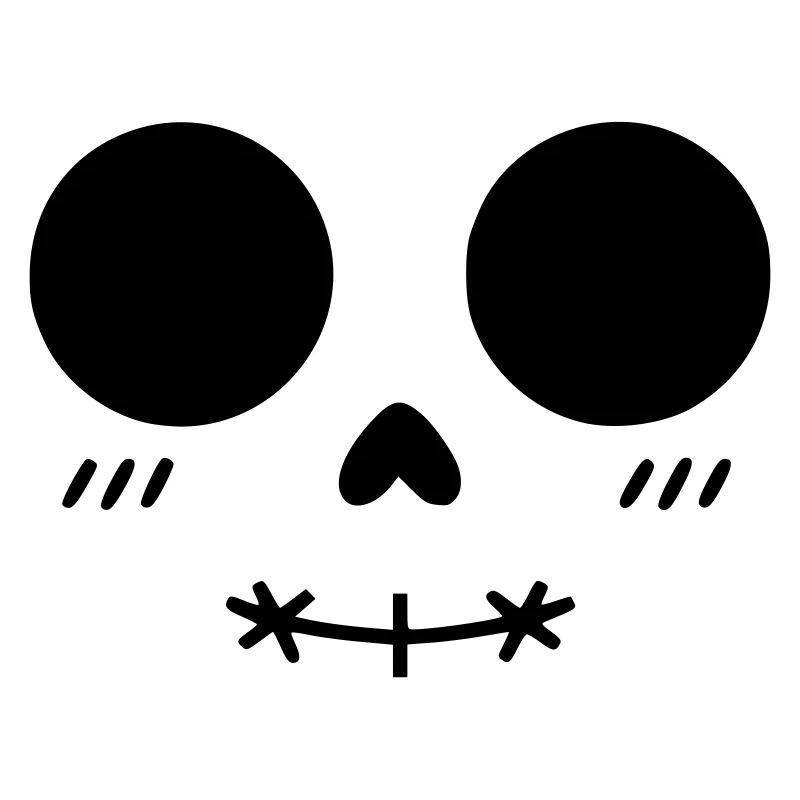 Minimalist Kawaii Skull Face