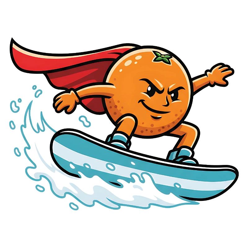 Superheld Orange Surfend Auf Welle