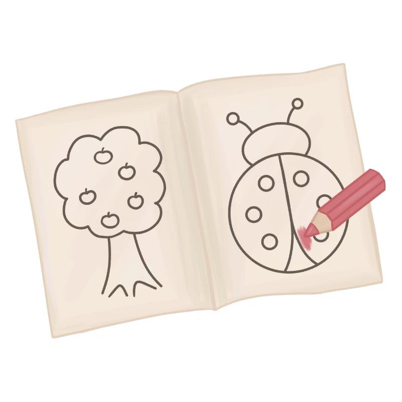 Tree and Ladybug Doodle Sketch