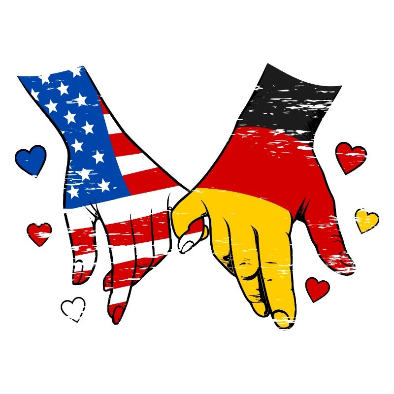 Drapeaux américains-allemands Tenue de main utilisée
