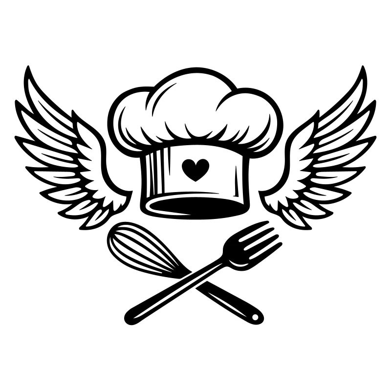 Chef's hat with heart and wings