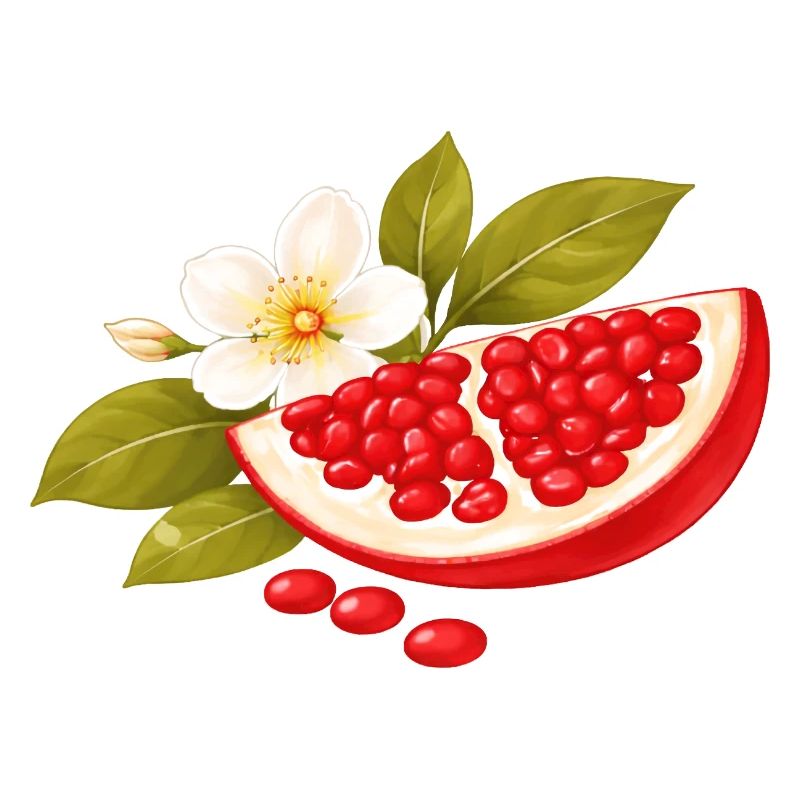 Illustration de grenade avec fleurs – Botanique