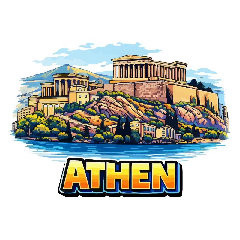 Illustration de l’île de l’Acropole d’Athènes