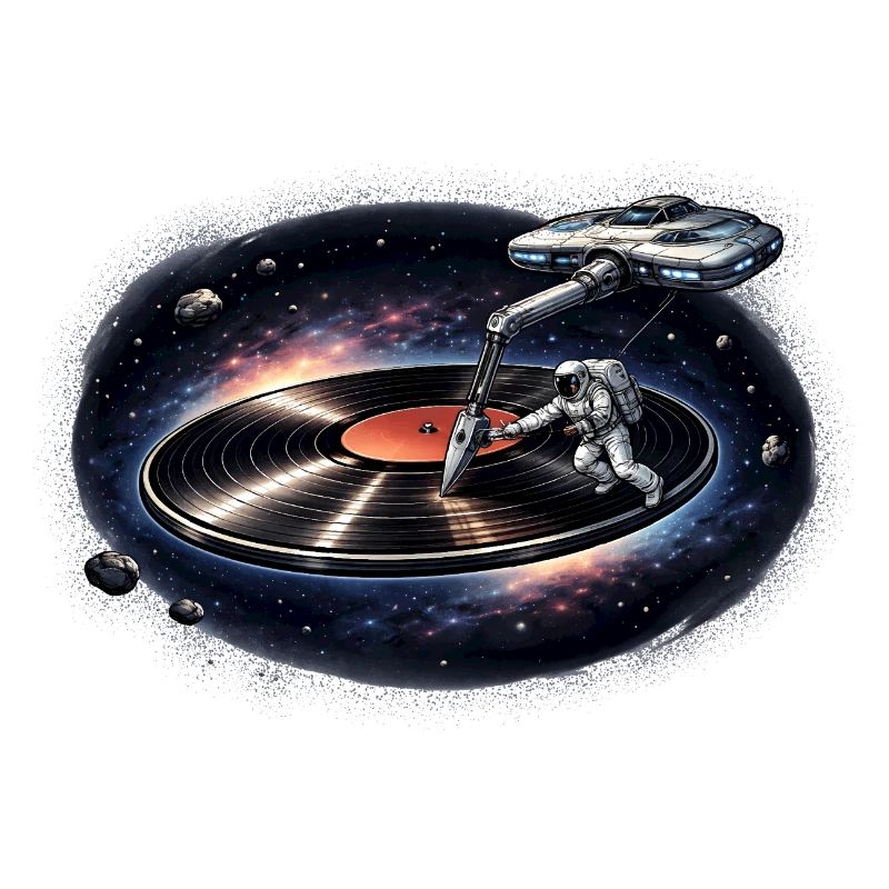Astronaut as a plate needle in space