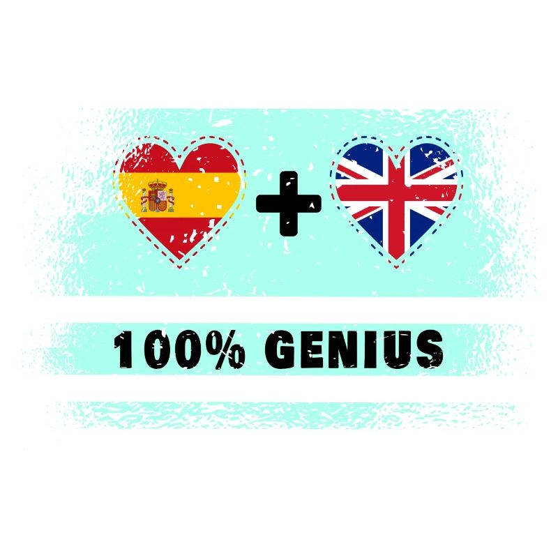 Spain and Great Britain flag 100% genius