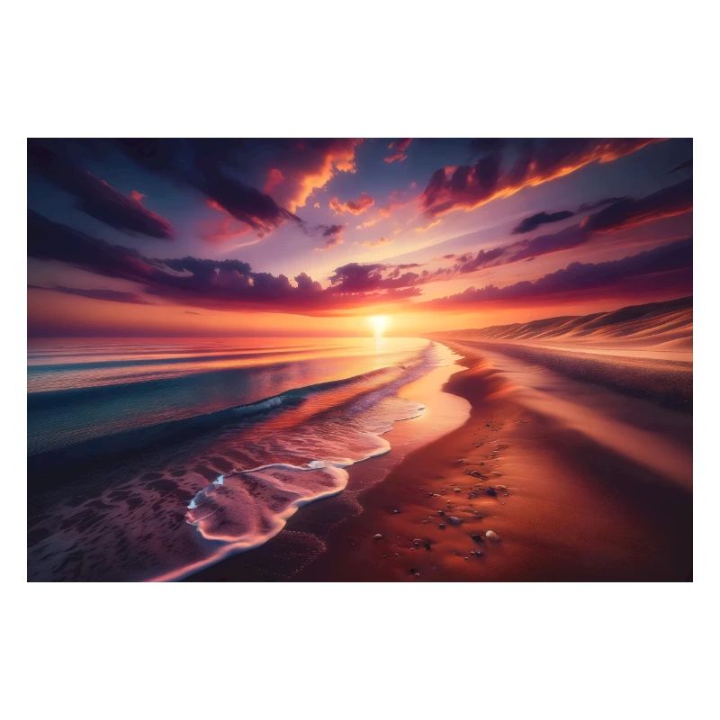 Affiche Peinture Coucher de soleil sur la plage