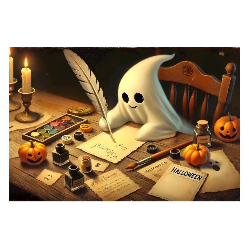 charming ghost writing halloween invitations