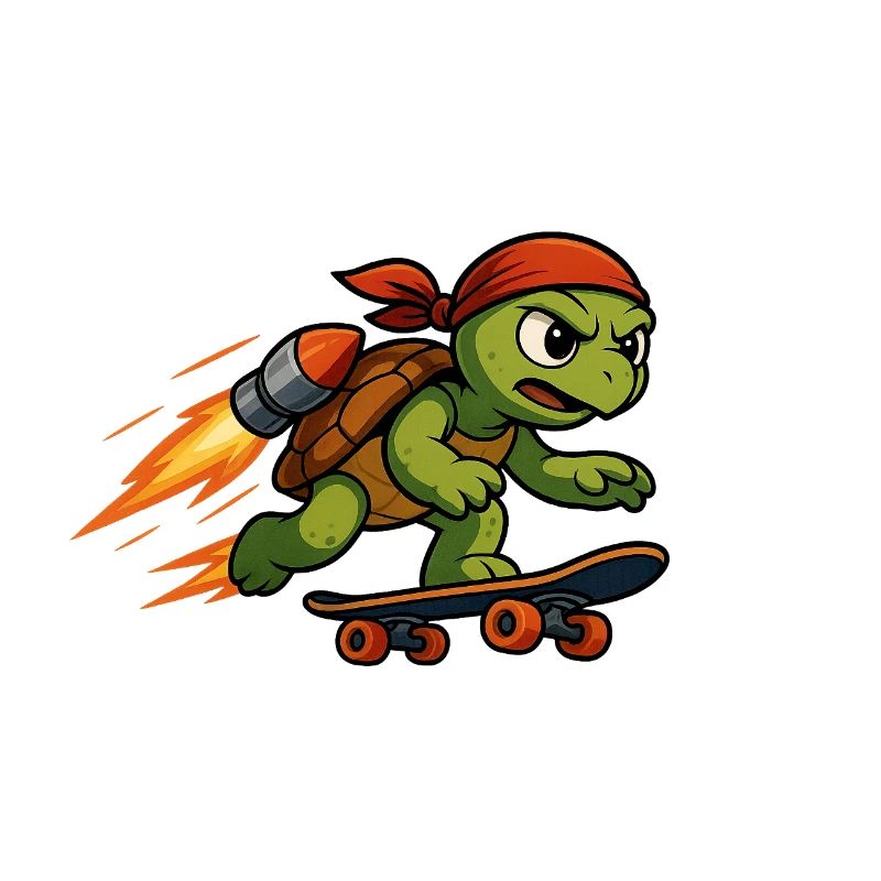 Rocket turtle on skateboard