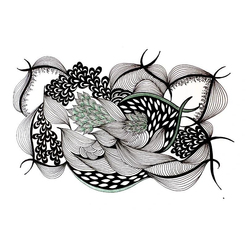 Feuillage noir et blanc avec accent vert