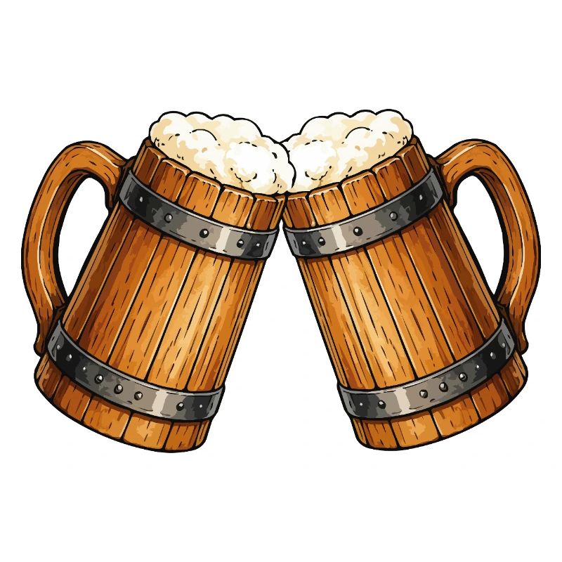 Cheers! Two beer mugs bump