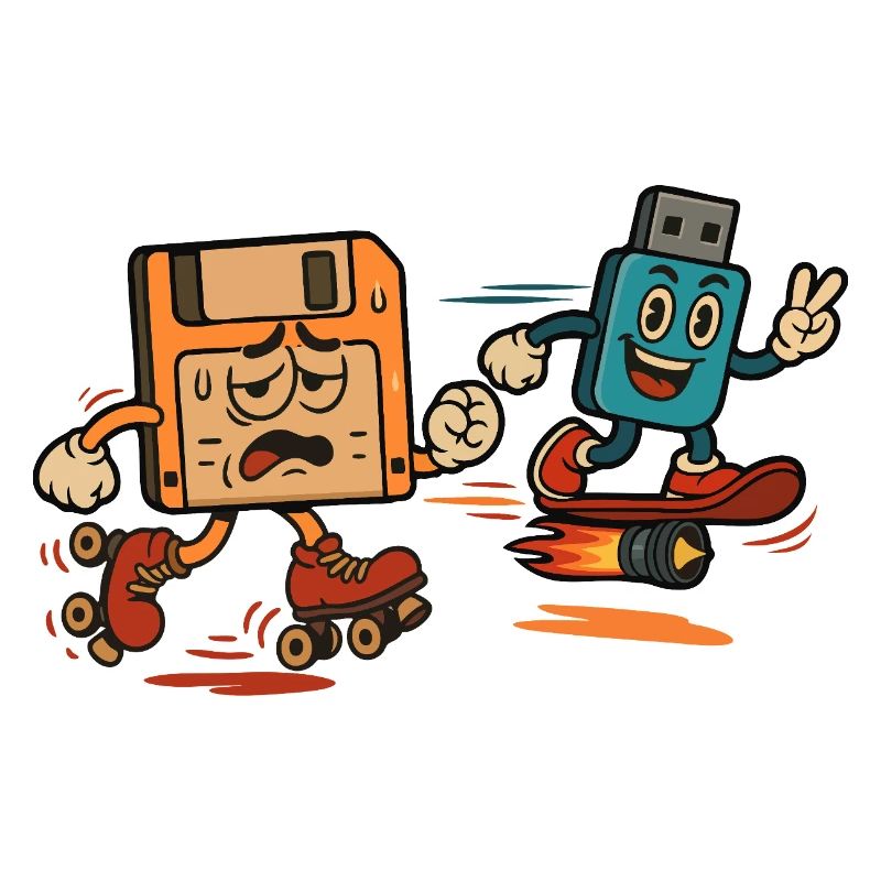 Floppy Disk vs USB Drive Sarcastic 80s Joke