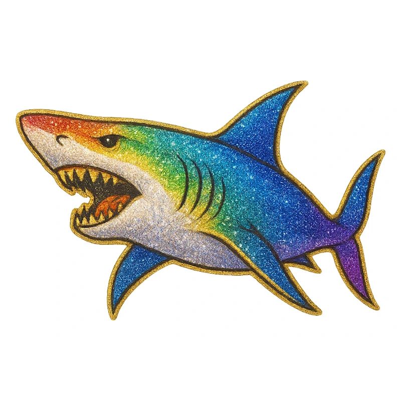 Rainbow Glitter Shark Motif