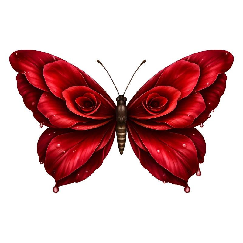 Ailes de rose – papillon de fleurs rouges