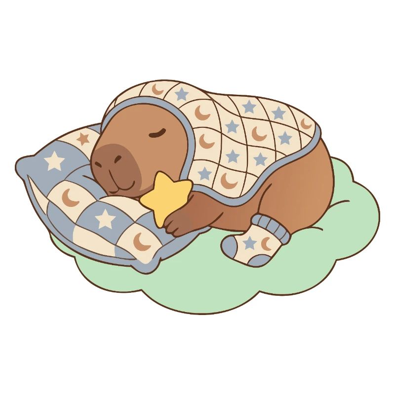 "Snug Sleeping Capybara On A Cloud - Aesthetic