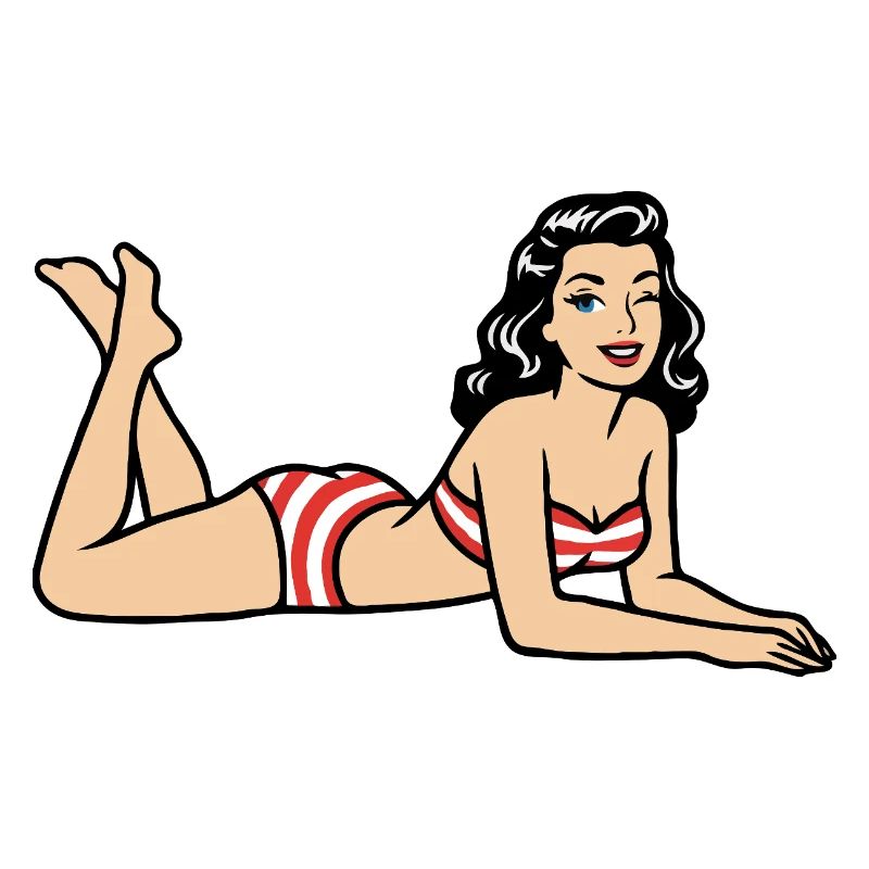 Image rétro de plage en bikini Pin-up