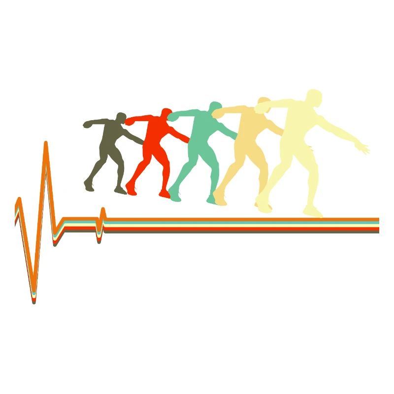 Shot Put Evolution Retro Heartbeat Pulse Art