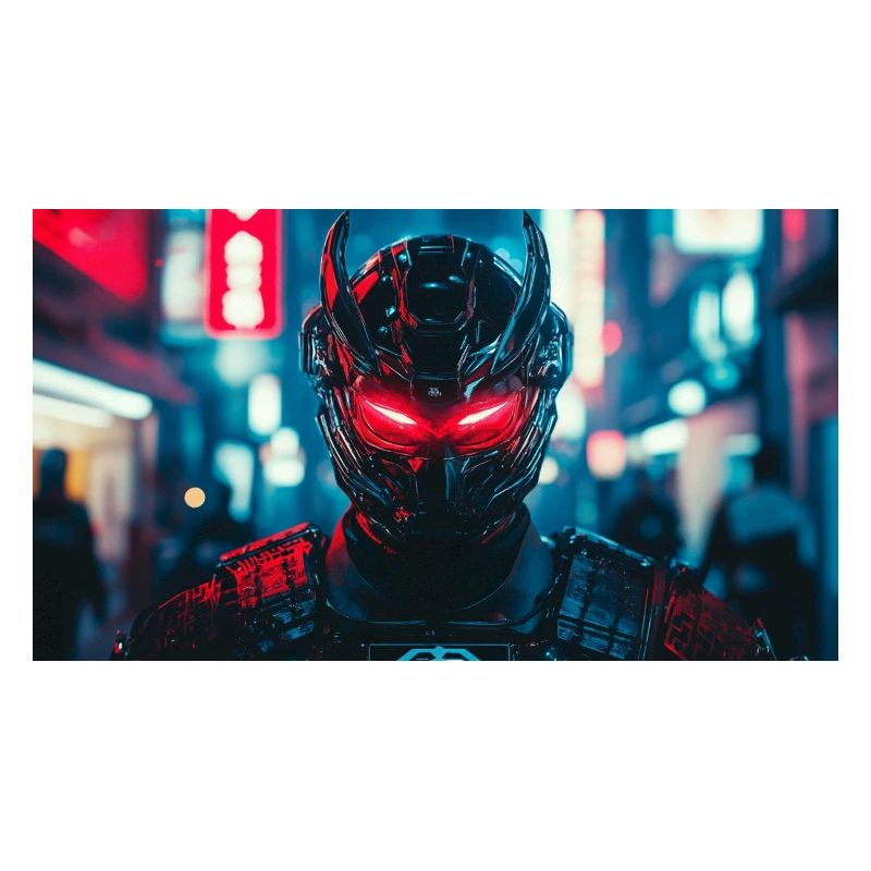 Futuristic Black and Red Warrior Face