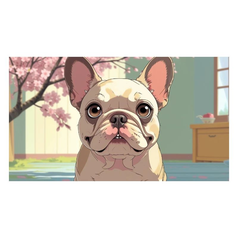 Bouledogue mignon dans un style animé