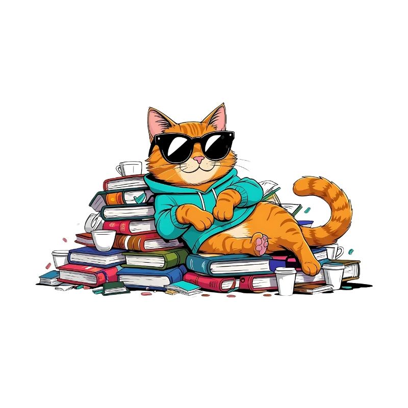 Chat rat de bibliothèque décontracté avec des lunettes de soleil