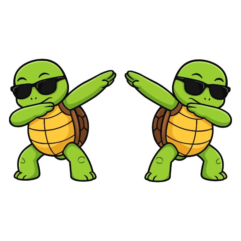 Dab turtle duo with sunglasses