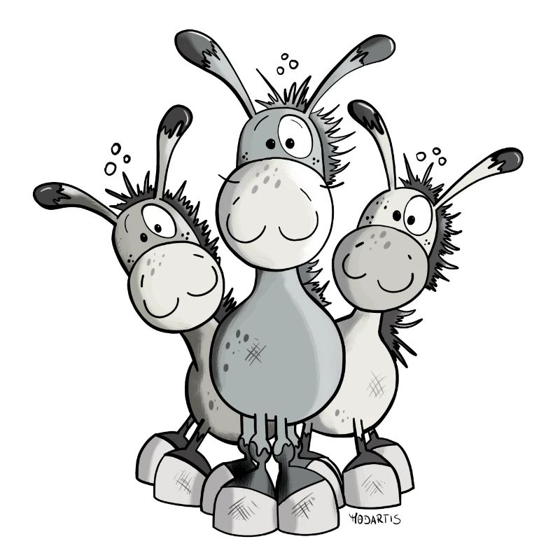 Three Cute Donkeys